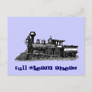 Vintage-Lokomotive mit Volldampf voraus Postkarte