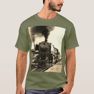 Vintage-Lokzug-Geburtstag khaki Reise T-Shirt
