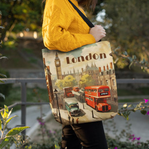 Vintage London Big Ben Benutzerdefinierter Text Tasche