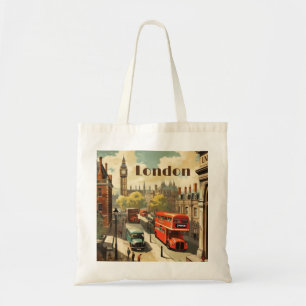 Vintage London Big Ben Benutzerdefinierter Text Tragetasche