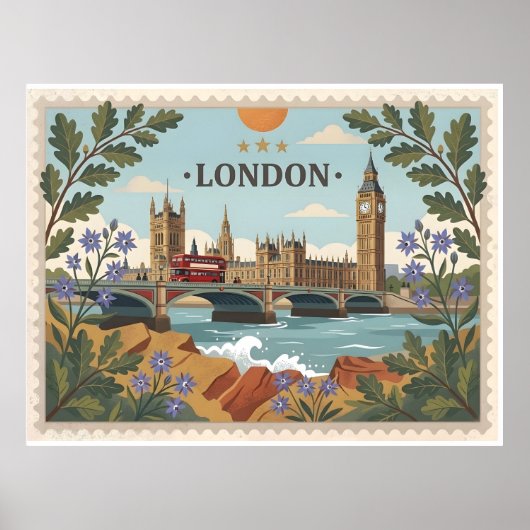 Vintage London Dayscape Postcard Poster (Vorne)