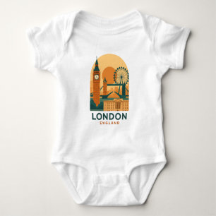 Vintage London England Baby-Body Retro Reise Baby Strampler