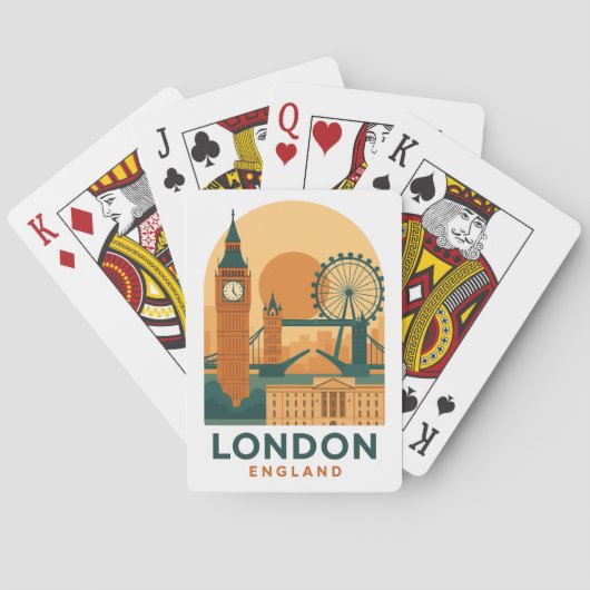 Vintage London England Reise Poker Karten – Retro Spielkarten (Rückseite)