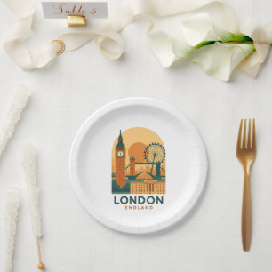 Vintage London England Reise Retro Pappteller