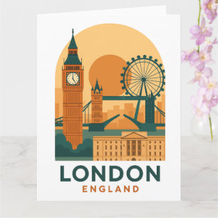 Vintage London England Reisekarte – Retro Big Ben Karte