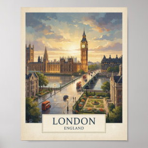 Vintage London England Reiseplakat Big Ben Wal Poster