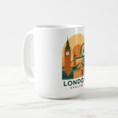 Vintage London England Travel Coffee Mug – Retro Kaffeetasse (Vorderseite Links)