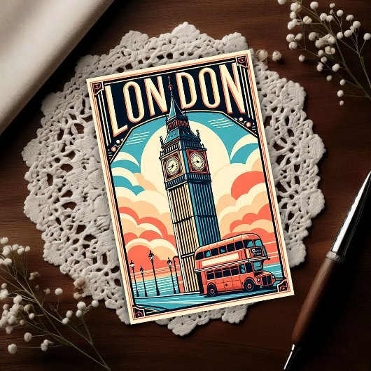 Vintage London England Travel  Postkarte
