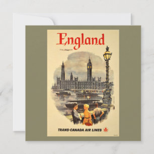 Vintage London Flugreise Big Ben Parlament Feiertagskarte