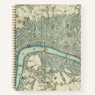 Vintage London Karte liniertes Notizbuch