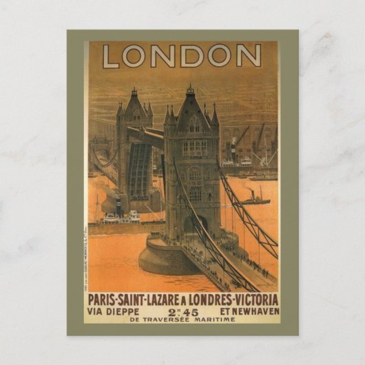 Vintage London Paris Eisenbahn - Werbung Feiertagspostkarte (Vorderseite)