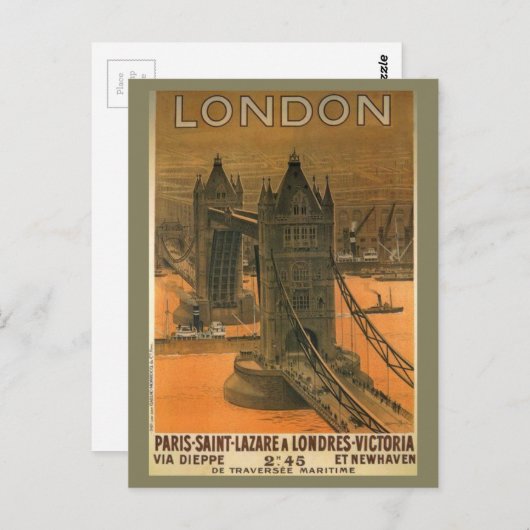 Vintage London Paris Eisenbahn - Werbung Postkarte (Vorne/Hinten)