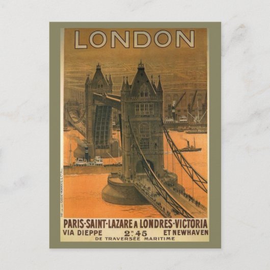 Vintage London Paris Eisenbahn - Werbung Postkarte (Vorderseite)