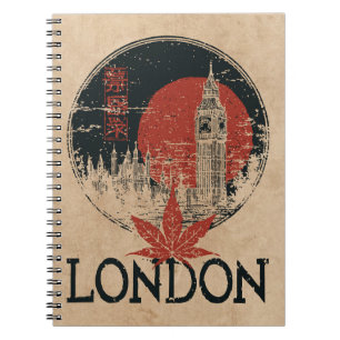 Vintage London Reise Kunst   Wabi Sabi Stadtlandsc Notizblock