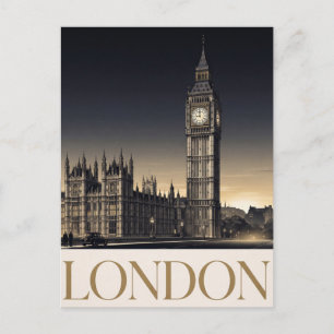 Vintage London Reiseplakat mit Big Ben  Postkarte