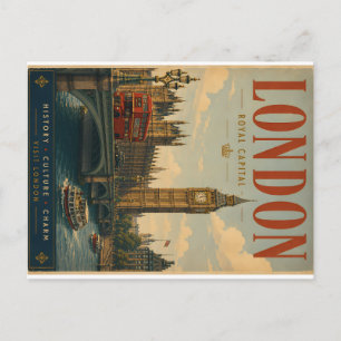 Vintage London-Reiseposter mit ikonischer Brücke a Feiertagspostkarte