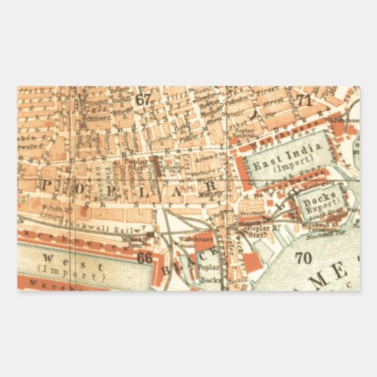 Vintage London Street Map Rechteckiger Aufkleber (Vorderseite)
