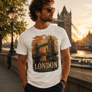 Vintage London Tower Bridge Sonnenuntergang Retro  T-Shirt