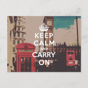 Vintage London Wahrzeichen Keep Calm And Carry On Postkarte