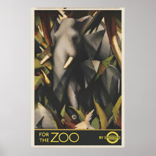 Vintage London Zoo Elefant Reiseplakat Druck Poster