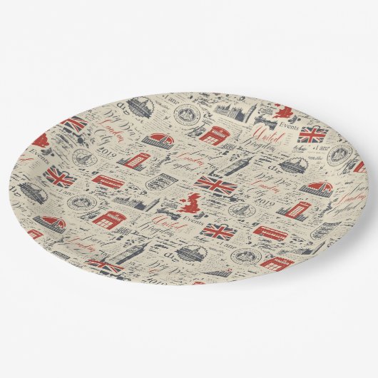 Vintage Londoner Paper-Teller Pappteller (Schrägansicht)