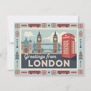 Vintage Londoner Postkarte   Grüße aus London