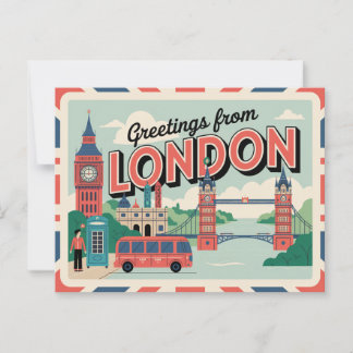 Vintage Londoner Postkarte | Grüße aus London