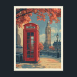Vintage Londoner Reise Postkarte<br><div class="desc">Entdecken Sie den Charme des Vintagen London mit dieser atemberaubenden Reise-Postkarte. Mit einem klassischen roten Telefonkabine im Vordergrund und dem ikonischen Big Ben im Hintergrund erobert diese pastellfarbene Abbildung das Wesen eines sonnigen Tages in der Stadt.</div>