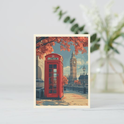 Vintage Londoner Reise Postkarte (Stehend Vorderseite)