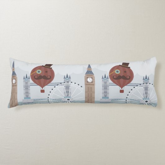 Vintage Londoner Reiseszene Seitenschläferkissen (Vorderseite)