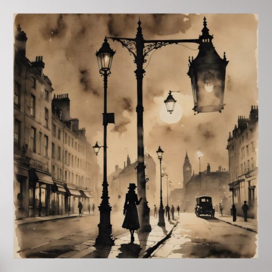 Vintage Londoner Straßen Poster (Vorne)