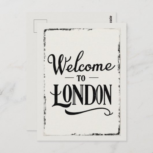 Vintage Londoner Typografie Postkarte (Vorne/Hinten)