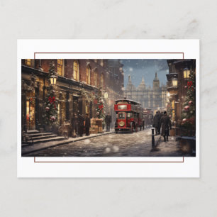 Vintage Londoner Weihnachtsstraße Postkarte