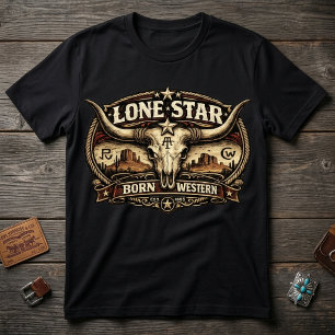 Vintage Lone Star Texas Longhorn-Kuh-Schädel Weste T-Shirt