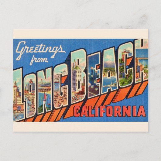 Vintage Long Beach CA Postkarte (Vorderseite)