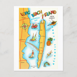 Vintage Long Beach Island, New Jersey, Karte