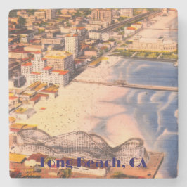 Vintage Long Beach, Kalifornien Vogelperspektive A Steinuntersetzer