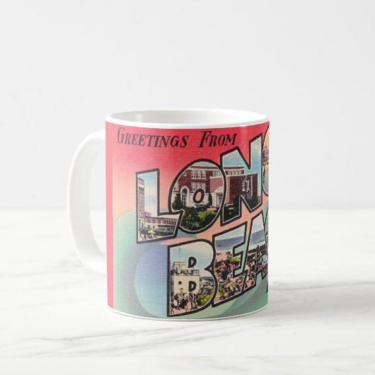 Vintage Long Beach NY Tasse (Vorderseite Links)