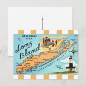 Vintage Long Island gestreifte Postkarte (Vorne/Hinten)