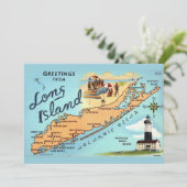 Vintage Long Island Karte 5x7 große Postkarte (Stehend Vorderseite)