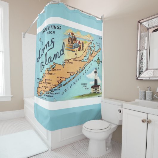 Vintage Long Island Karte Duschvorhang (Beispiel)