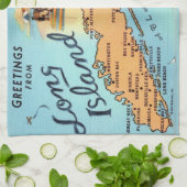 Vintage Long Island Karte Geschirrtuch (Gefaltet)