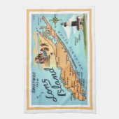 Vintage Long Island-Karte mit Rahmen Geschirrtuch (Vertikal)