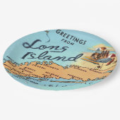 Vintage Long Island Karte Pappteller (Schrägansicht)