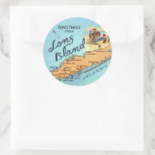 Vintage Long Island Karte Runder Aufkleber (Tasche)