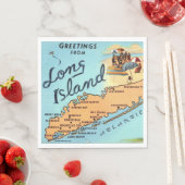 Vintage Long Island Karte Serviette (Beispiel)