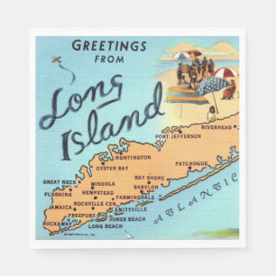 Vintage Long Island Karte Serviette