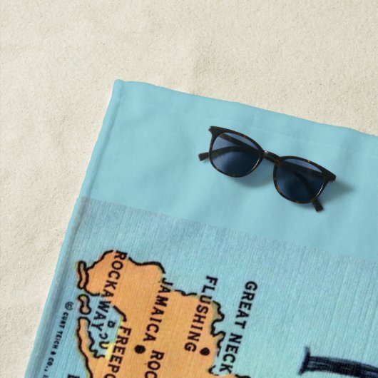 Vintage Long Island Karte Strandtuch (Beispiel)