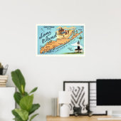 Vintage Long Island-Kartenposter Druck Poster (Heimbüro)