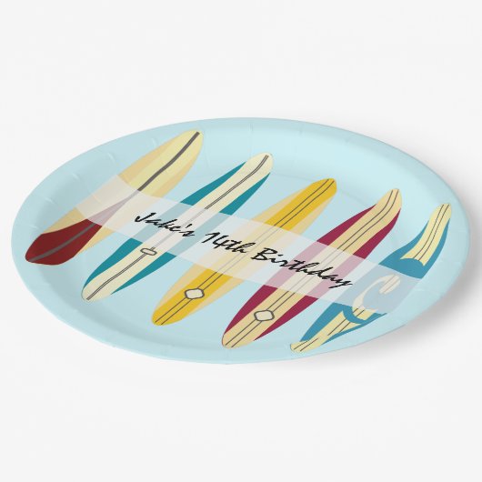 Vintage Longboards Pappteller (Schrägansicht)